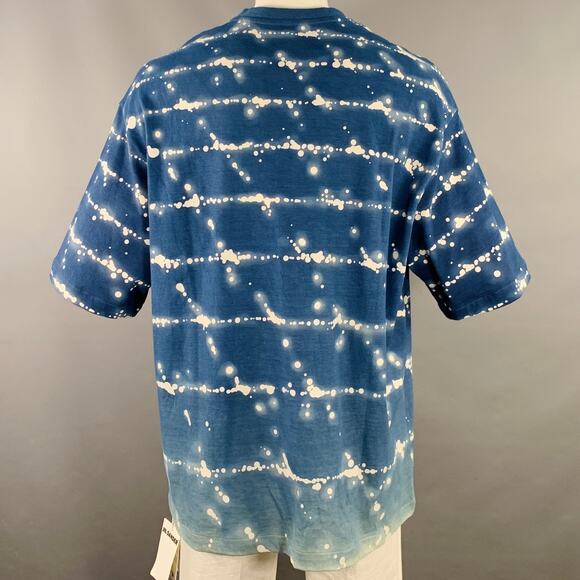 JIL SANDER Size XL City Lights Blue White Abstract Cotton Crew Neck T-shirt - Picture 3 of 8